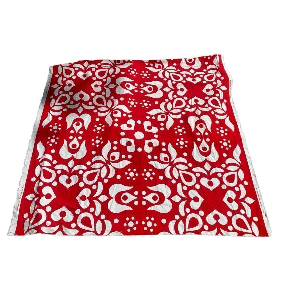 Vintage Ikea ' Anna Svanfeldt 2006 ' Red & White Cotton Canvas Fabric Scandi Tex